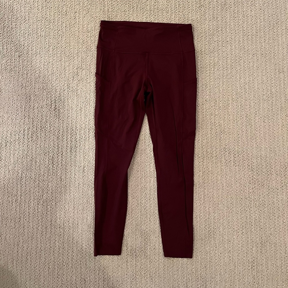 Lululemon Fast & Free 7/8 Tight II *Nulux 25" Maroon